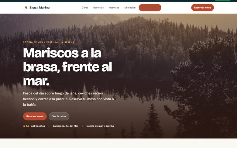Demo de reservas y carta digital para restaurante, hecho por Estudio Faro